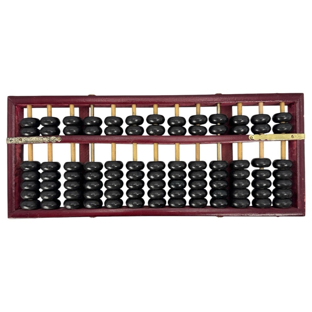Chinese Abacus 91 Black Wooden Beads Frame Calculator Art Decor Asian